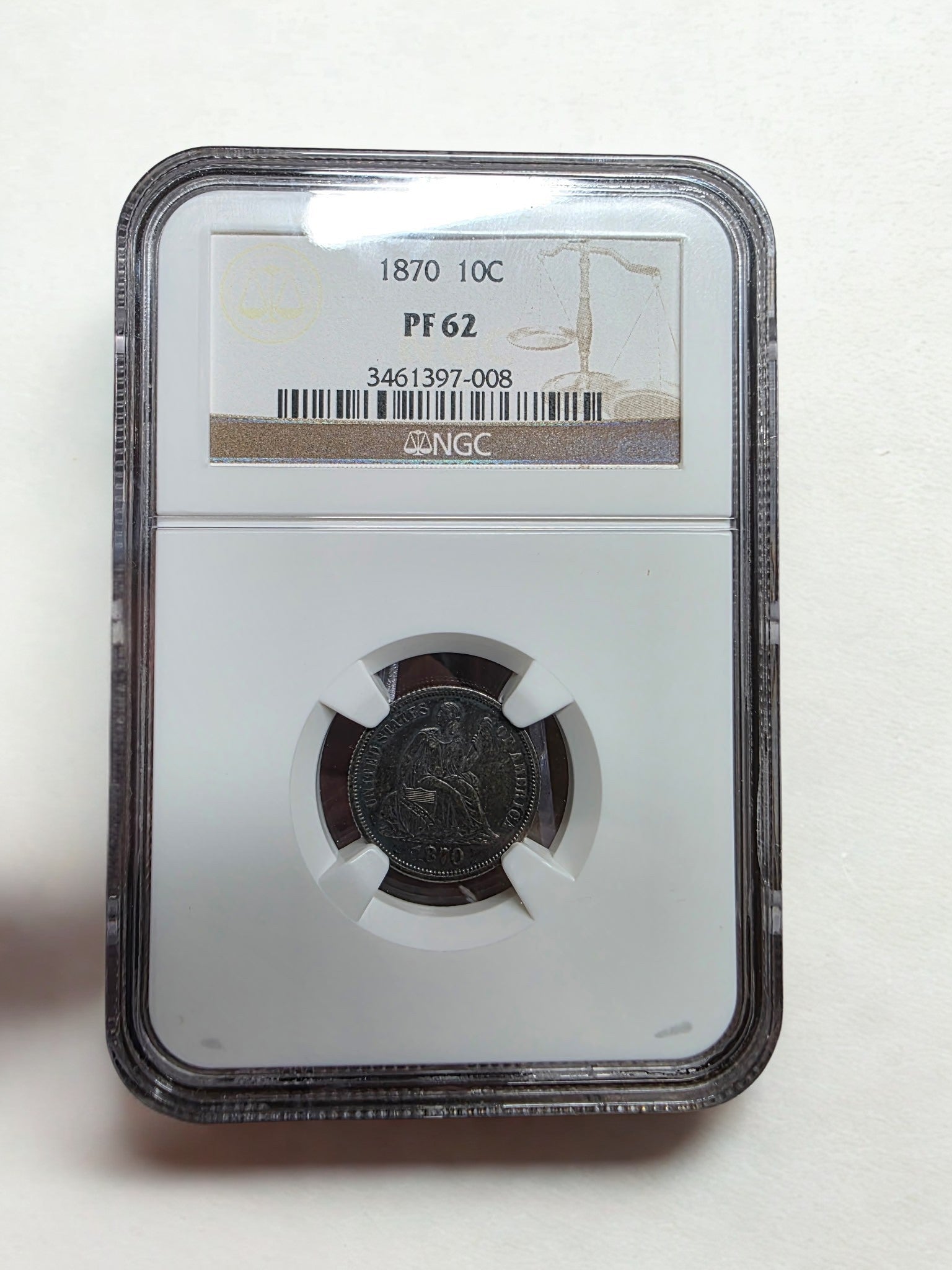 1870 Seated Liberty Dime NGC Proof 62